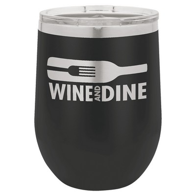 Black Polar Camel™ 12 oz Stemless Wine Tumbler with a Clear Lid