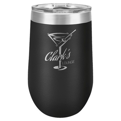 Black Polar Camel™ 16 oz Stemless Wine Tumbler with a Clear Lid