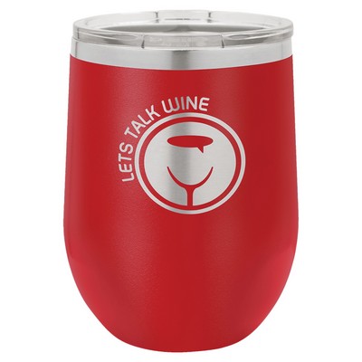 Red Polar Camel™ 12 oz Stemless Wine Tumbler with a Clear Lid